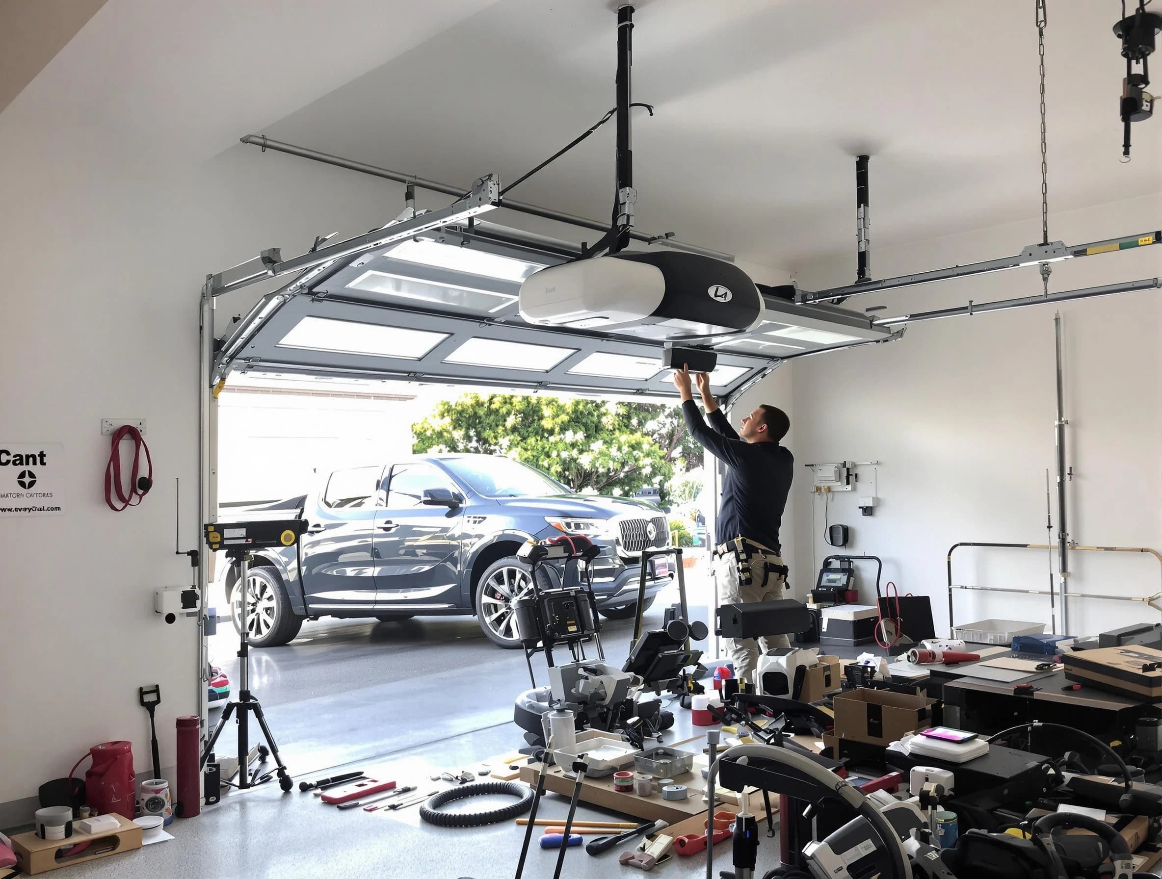 Welby Garage Door Repair specialist installing smart garage door opener system in Welby home