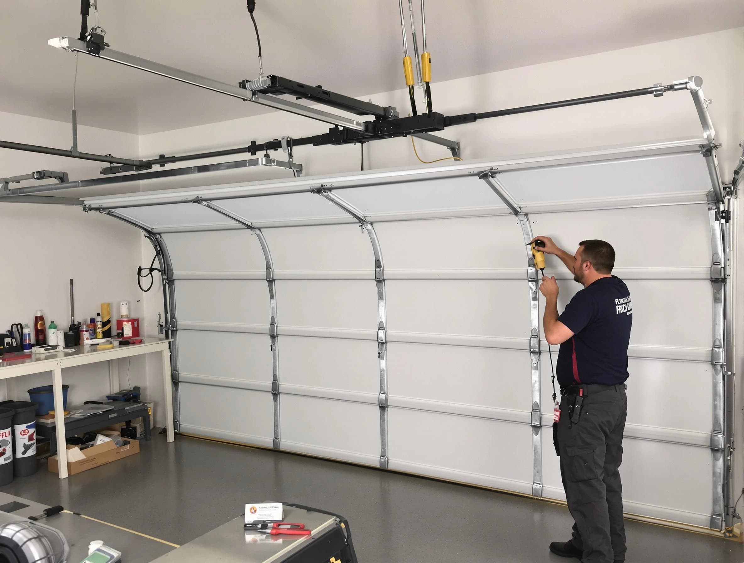 Welby Garage Door Repair certified technician performing overhead door system repair in Welby