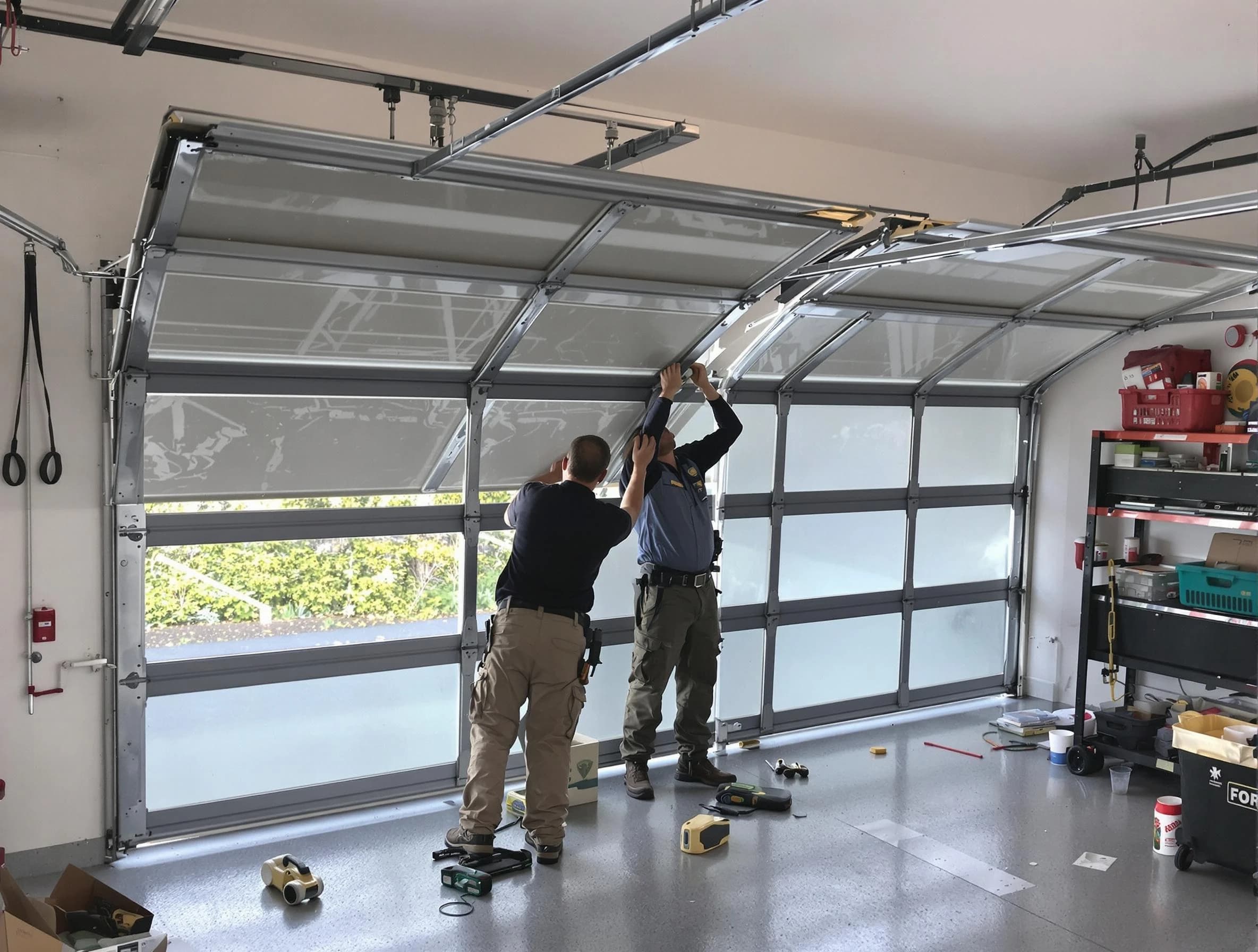 Welby Garage Door Repair expert performing precise panel replacement on Welby garage door