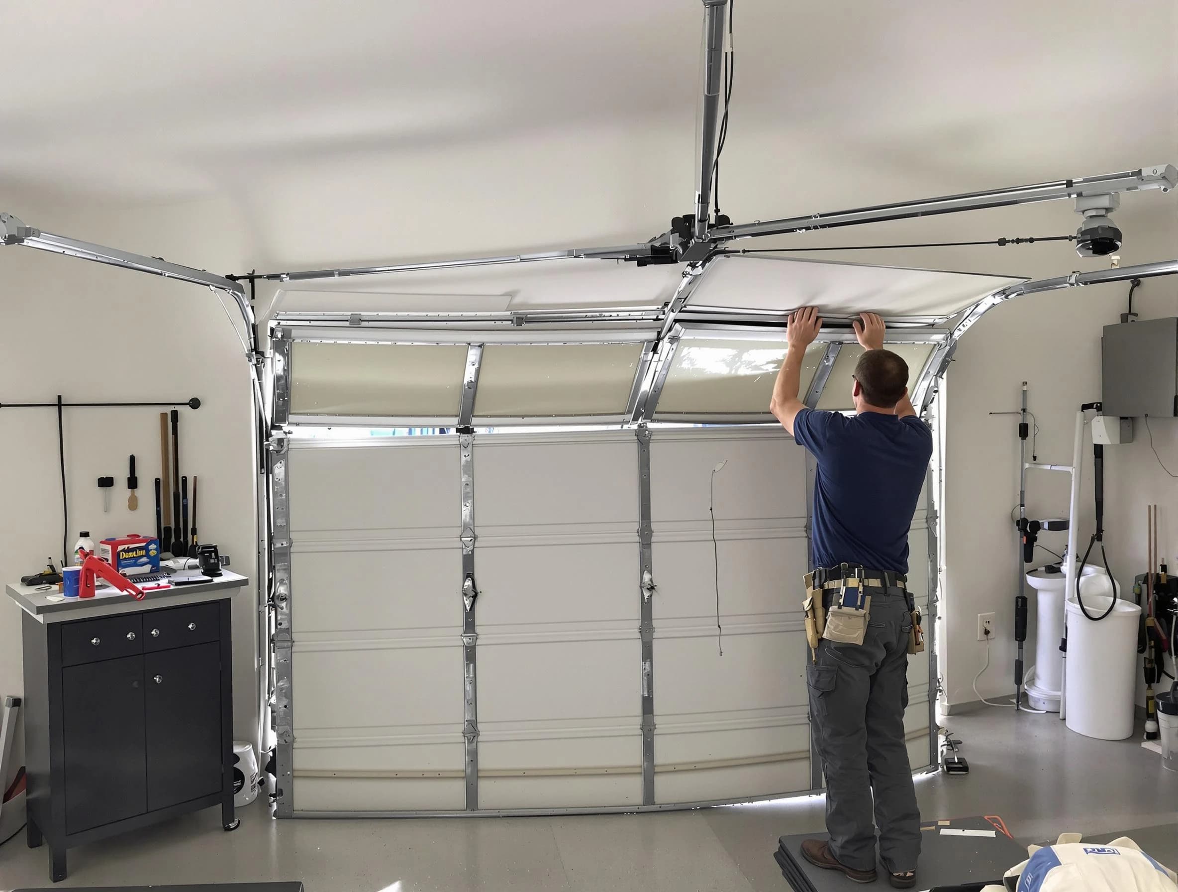 Welby Garage Door Repair specialist performing precise section replacement on Welby garage door