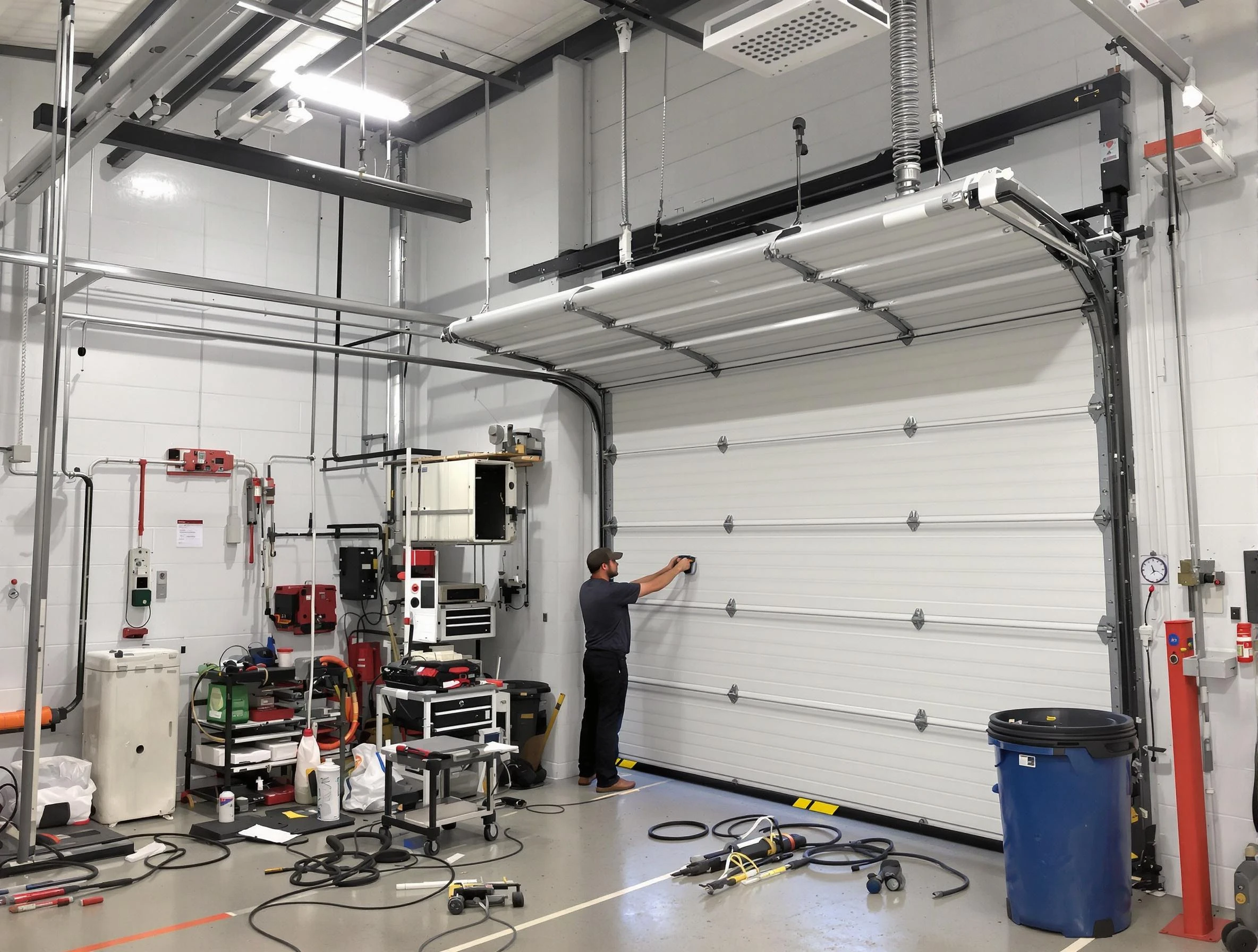 Welby Garage Door Repair certified technician performing commercial door repair at a Welby business facility