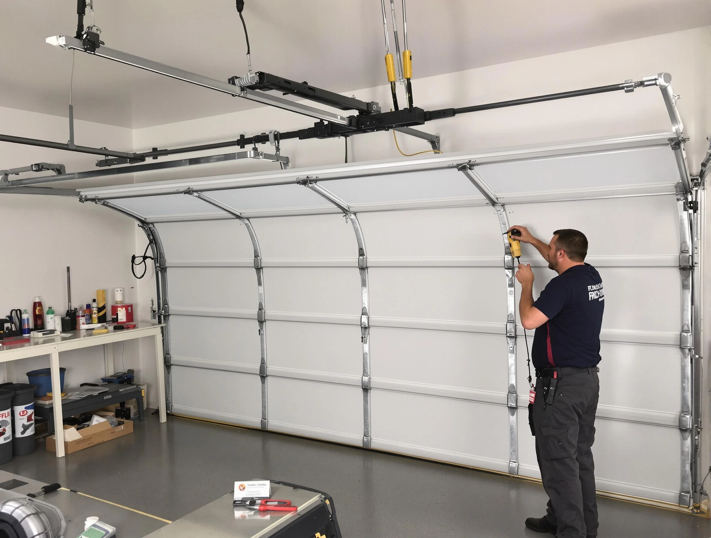 Welby Garage Door Repair certified technician performing overhead door system repair in Welby