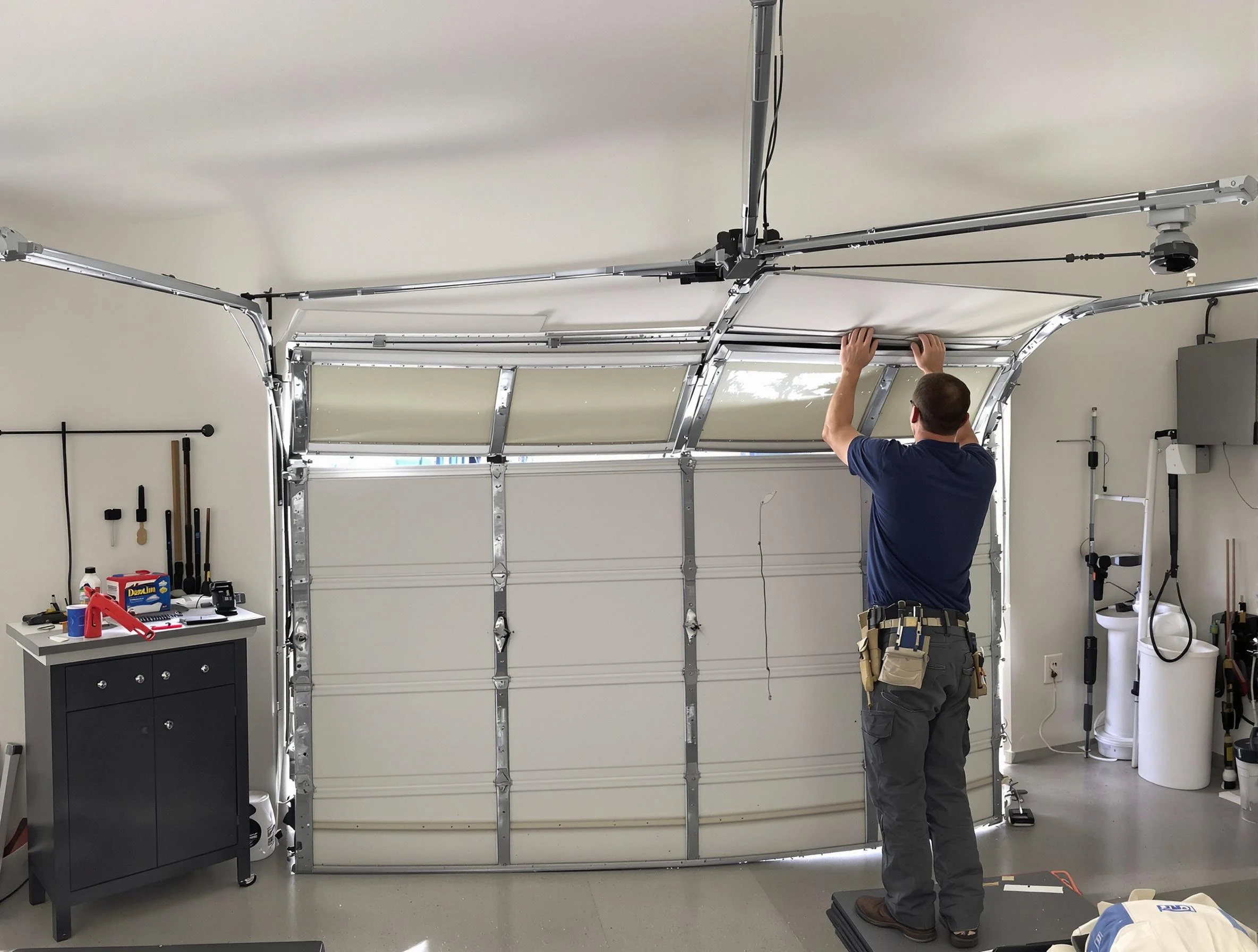 Welby Garage Door Repair specialist performing precise section replacement on Welby garage door