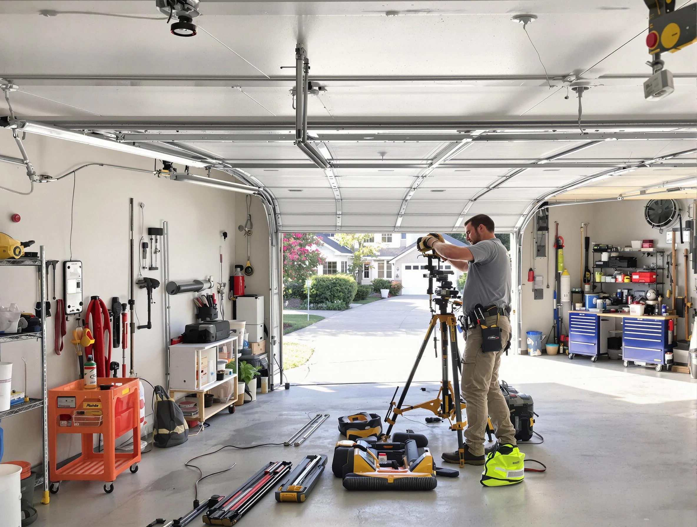 Welby Garage Door Repair specialist performing laser-guided track alignment in Welby